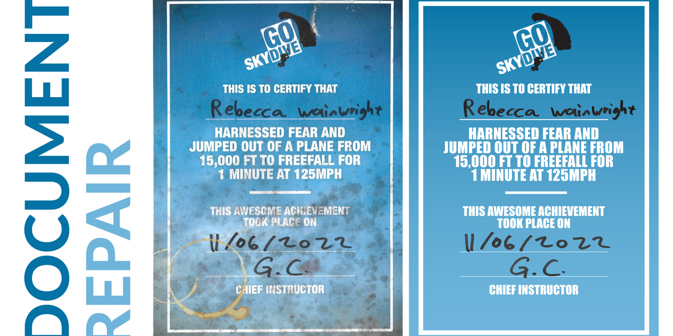 Document or Certificate Repair Service